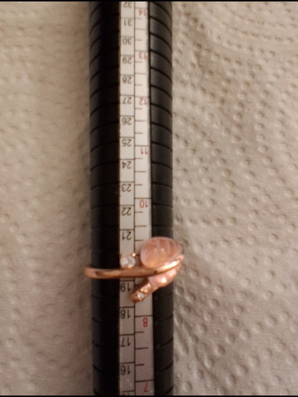 Rose Gold Leaf Ring with Pink Stone and Accent Crystal HELPBLACKIE RECOVERY THX